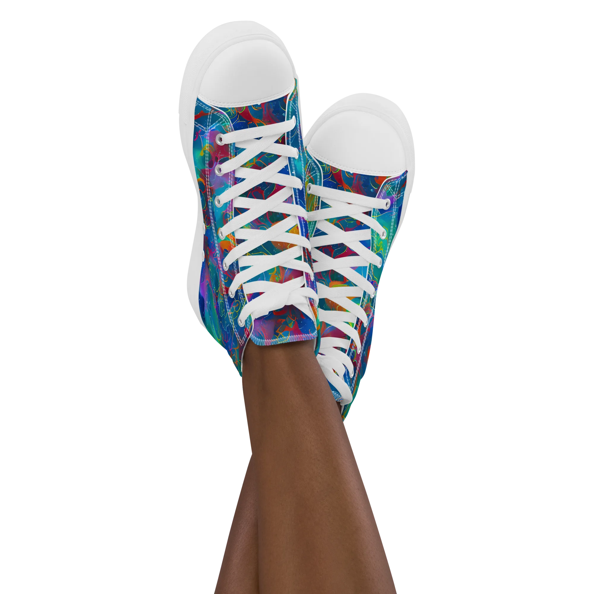 Chromatic Tidalwave on Women's High Top Canvas Shoes — Front