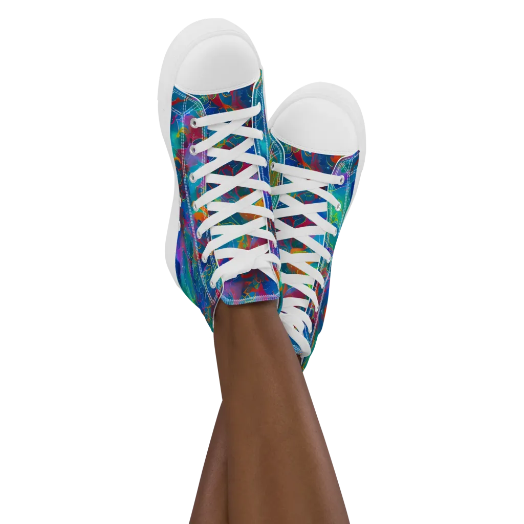 Chromatic Tidalwave on Women's High Top Canvas Shoes — Front