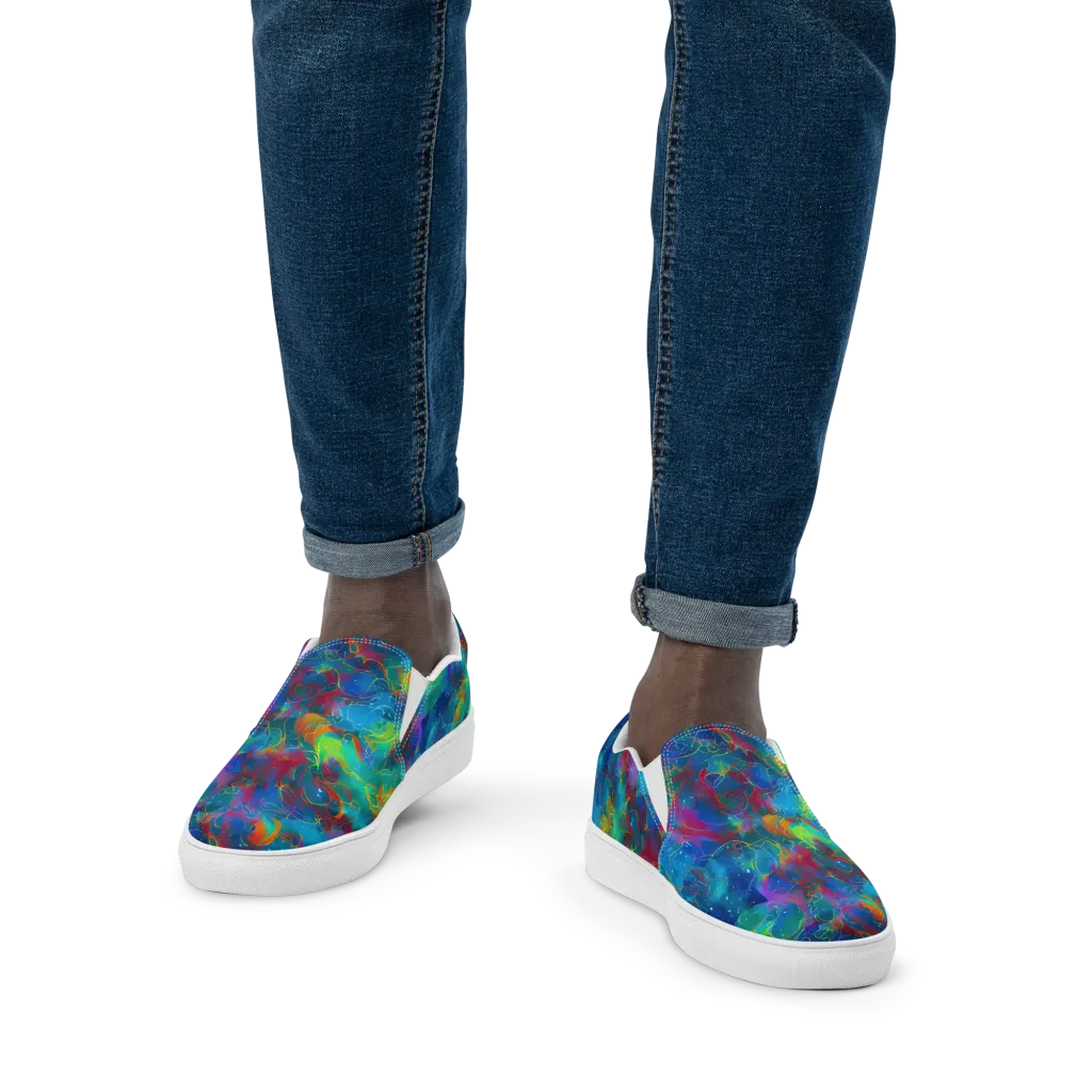 Chromatic Tidalwave on Men's Slip-On Canvas Shoes — Front