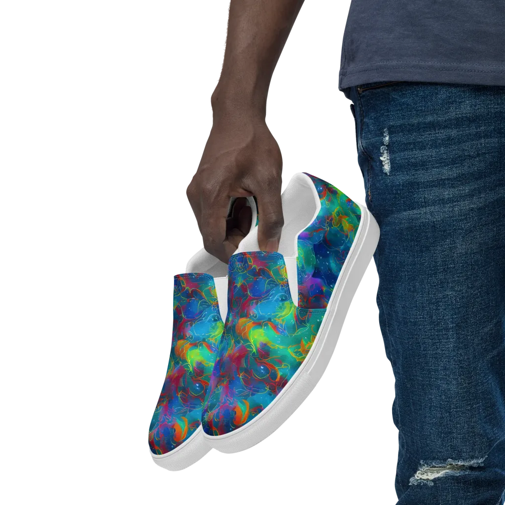 Chromatic Tidalwave on Men's Slip-On Canvas Shoes — Left Front