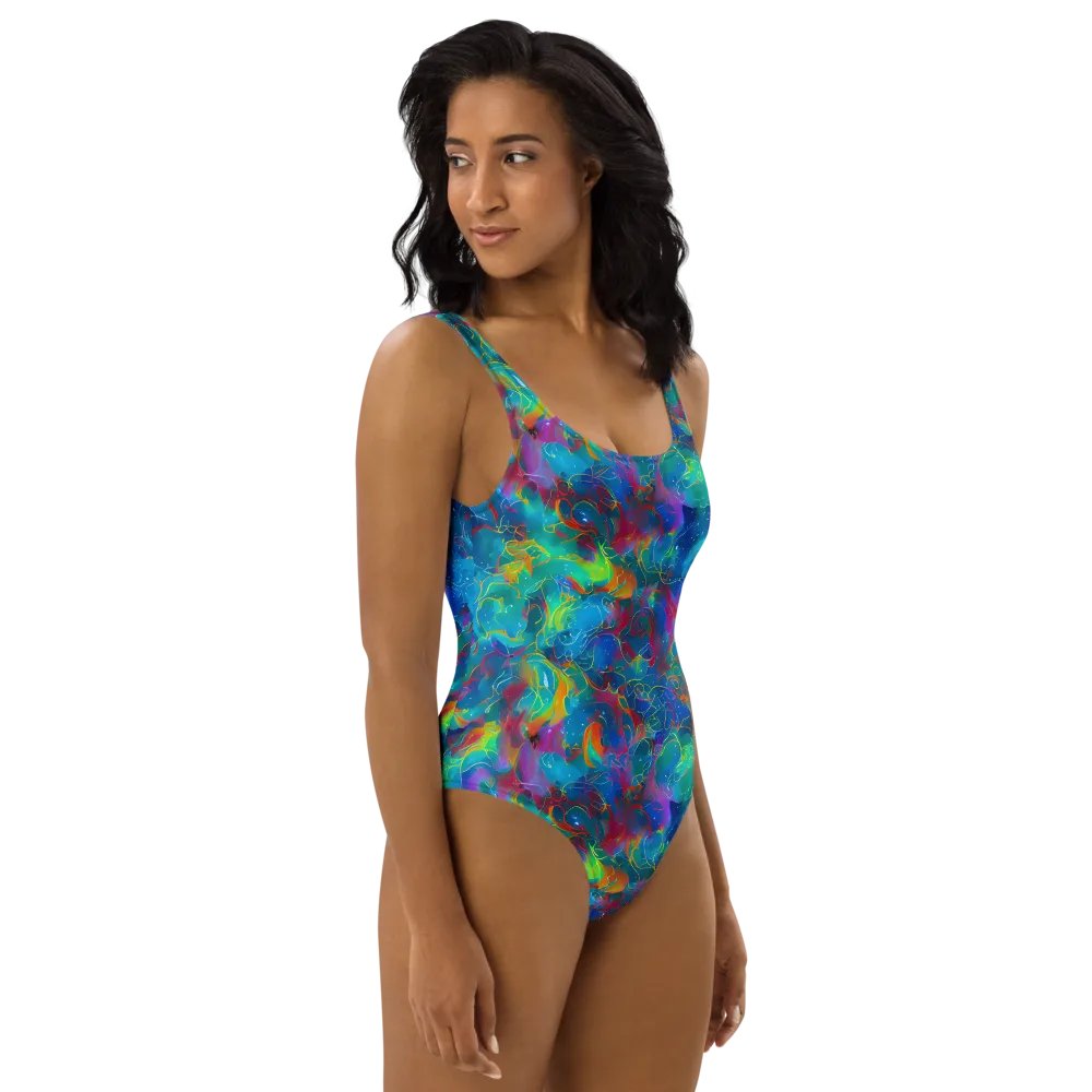 Chromatic Tidalwave on One-Piece Swimsuit — Right