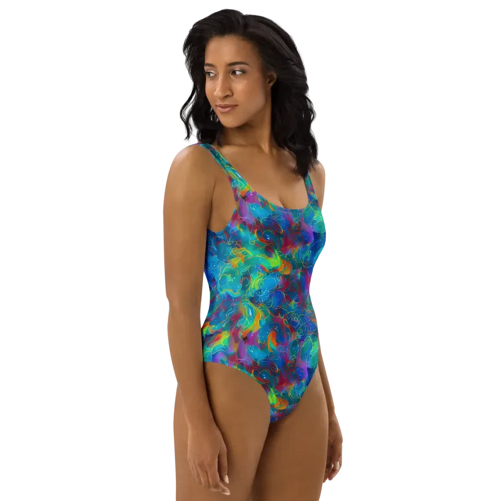 Chromatic Tidalwave on One-Piece Swimsuit — Right
