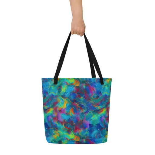 Chromatic Tidalwave on a Large Tote Bag W/ Pocket