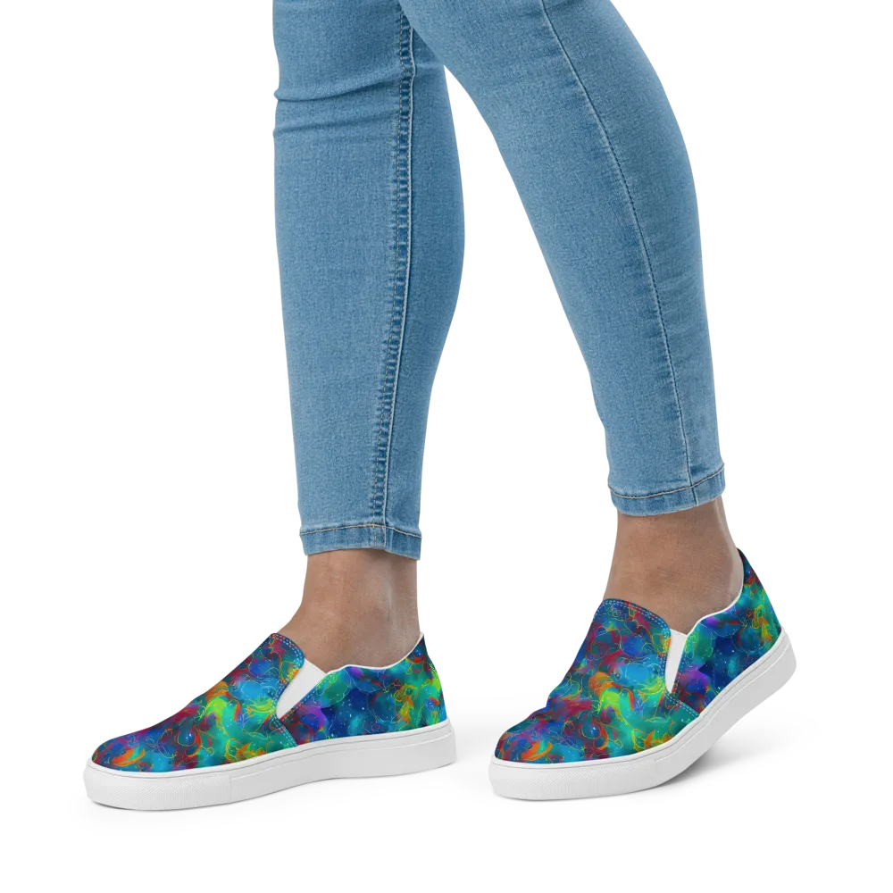 Chromatic Tidalwave on Women's Slip-On Canvas Shoes — Front