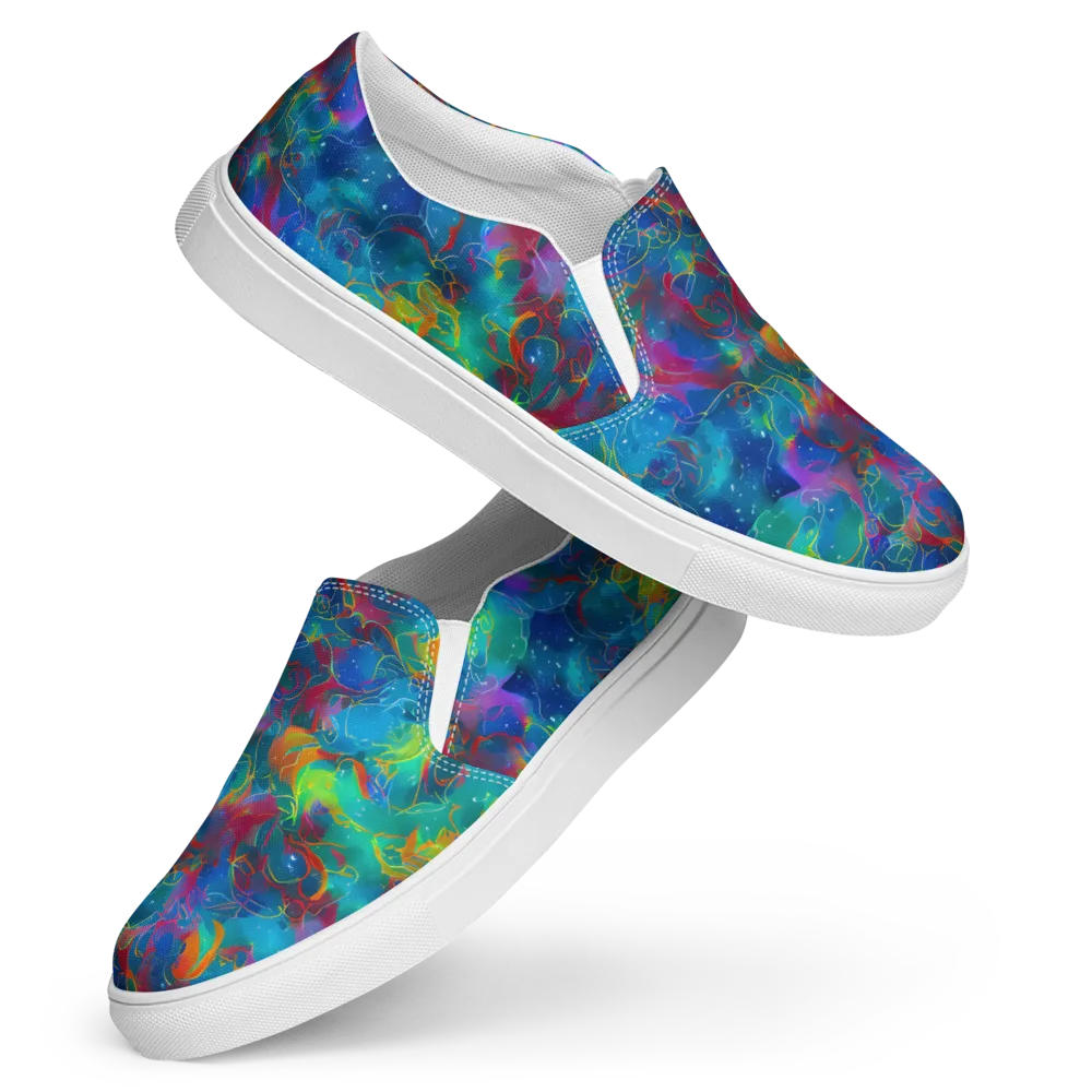 Chromatic Tidalwave on Women's Slip-On Canvas Shoes — Front