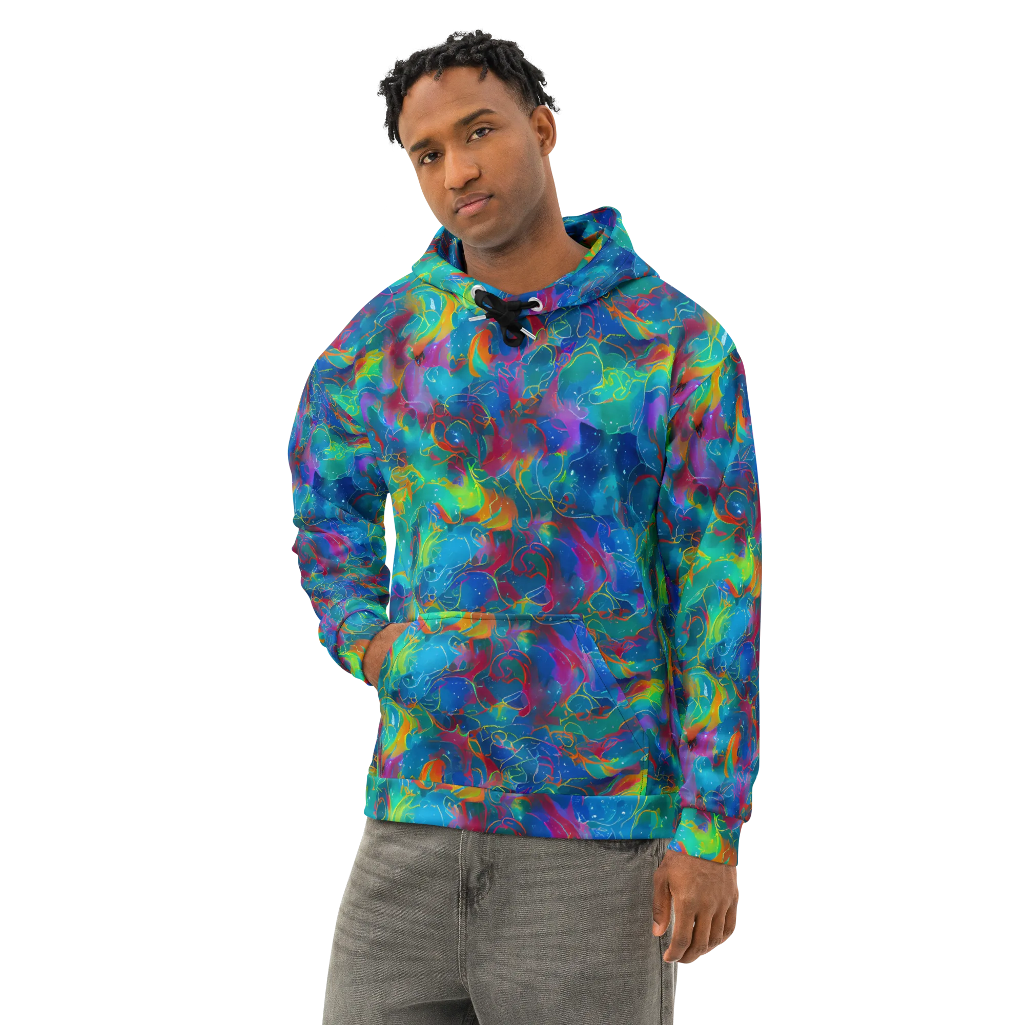 Chromatic Tidalwave on Cotton Hoodie — Left Front