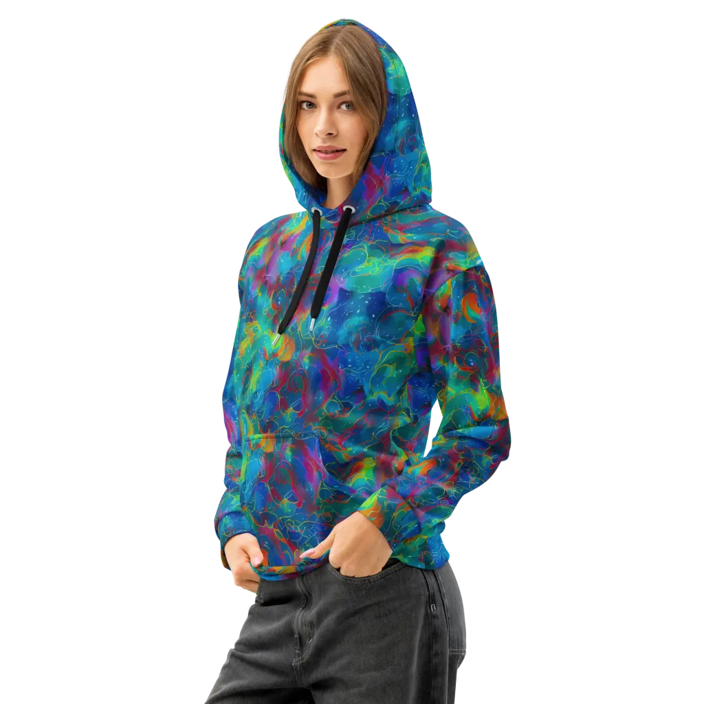 Chromatic Tidalwave on Cotton Hoodie — Left Front