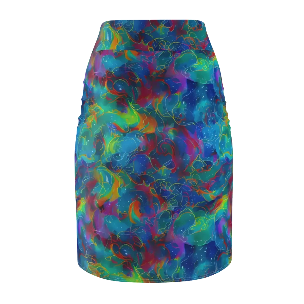 Chromatic Tidalwave on Pencil Skirt — Back