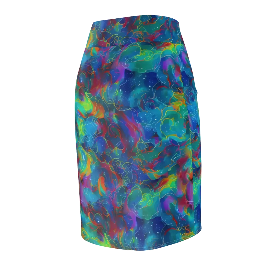 Chromatic Tidalwave on Pencil Skirt — Back Side