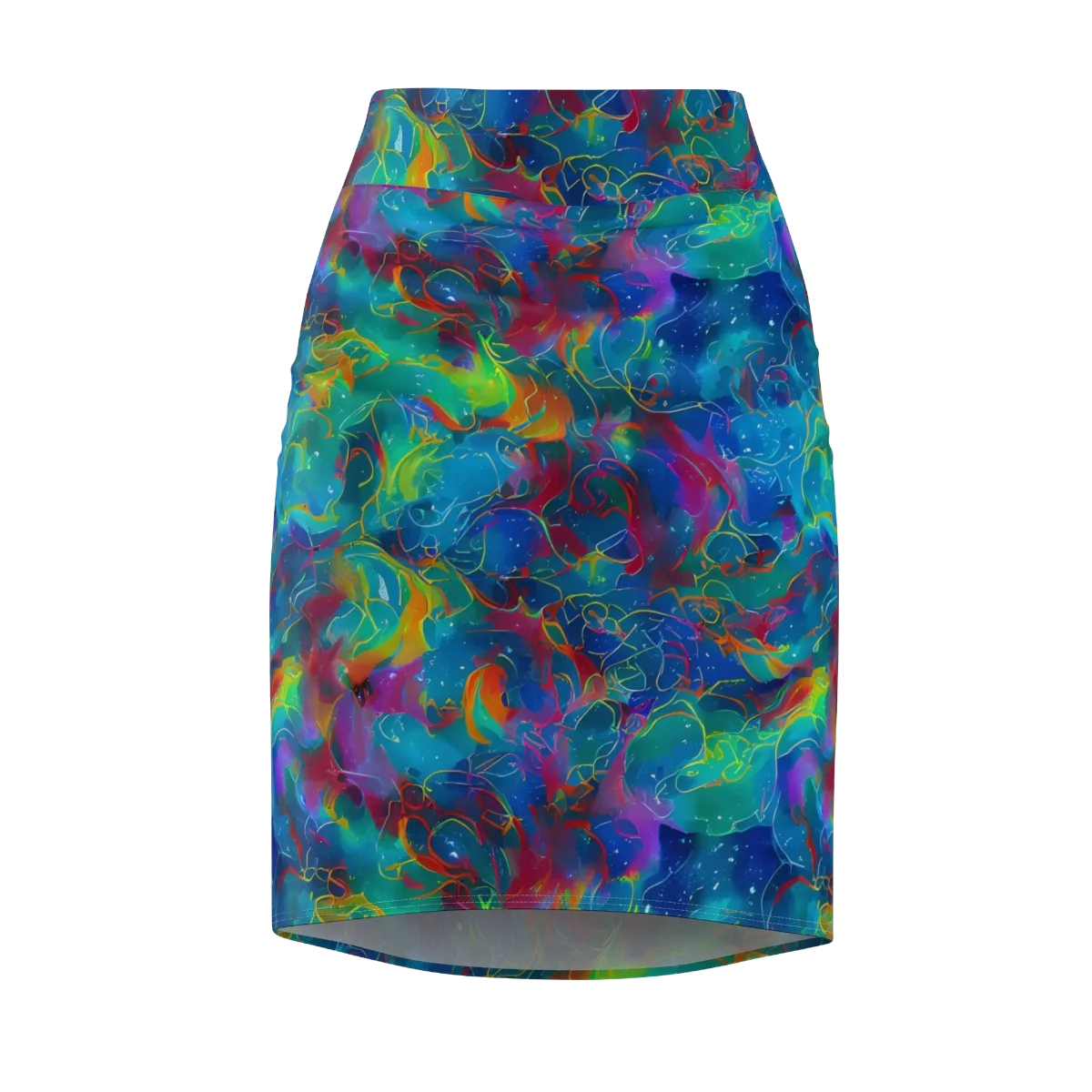 Chromatic Tidalwave on Pencil Skirt — Front
