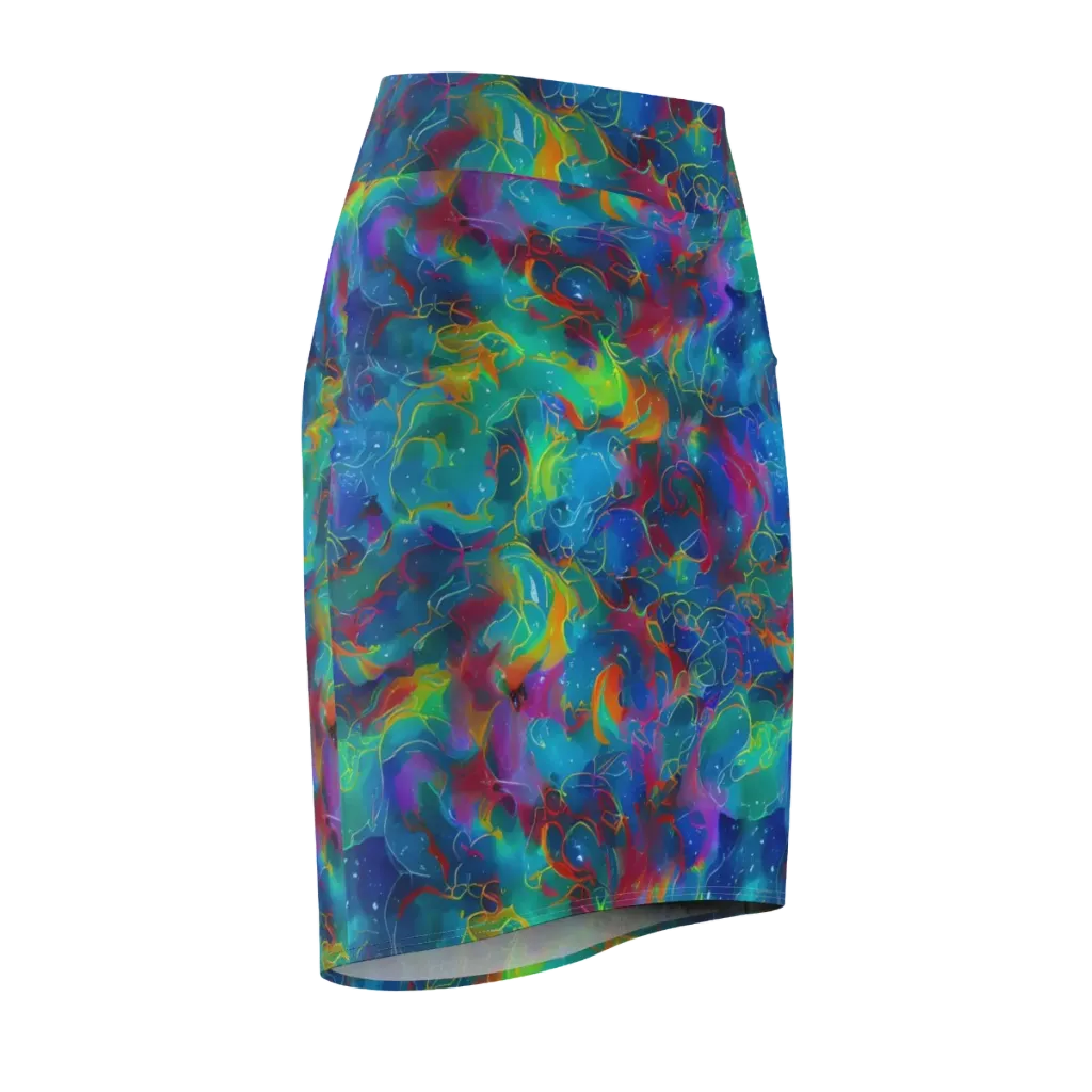 Chromatic Tidalwave on Pencil Skirt — Front Side