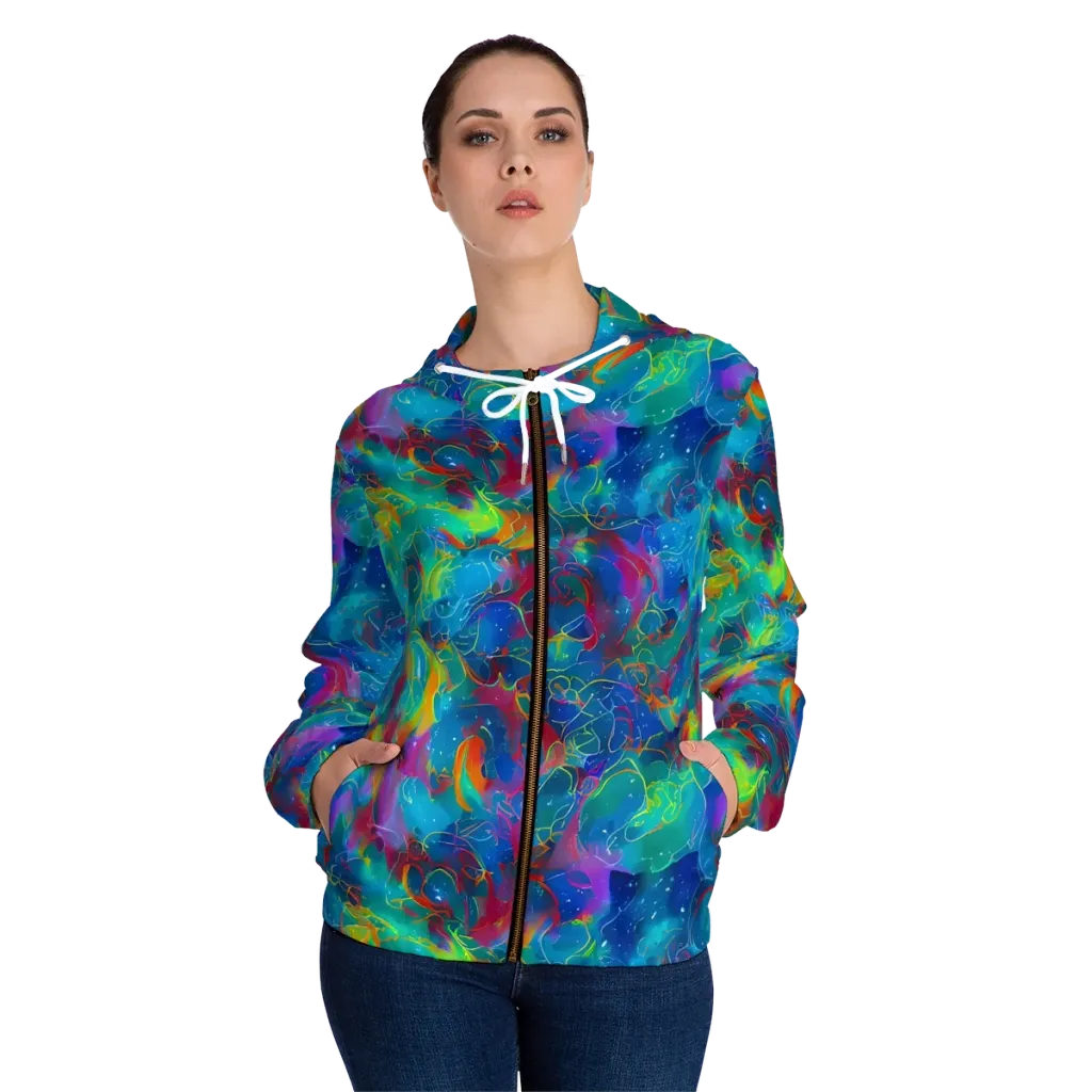 Chromatic Tidalwave on Women's Full-Zip Hoodie — Front On Person