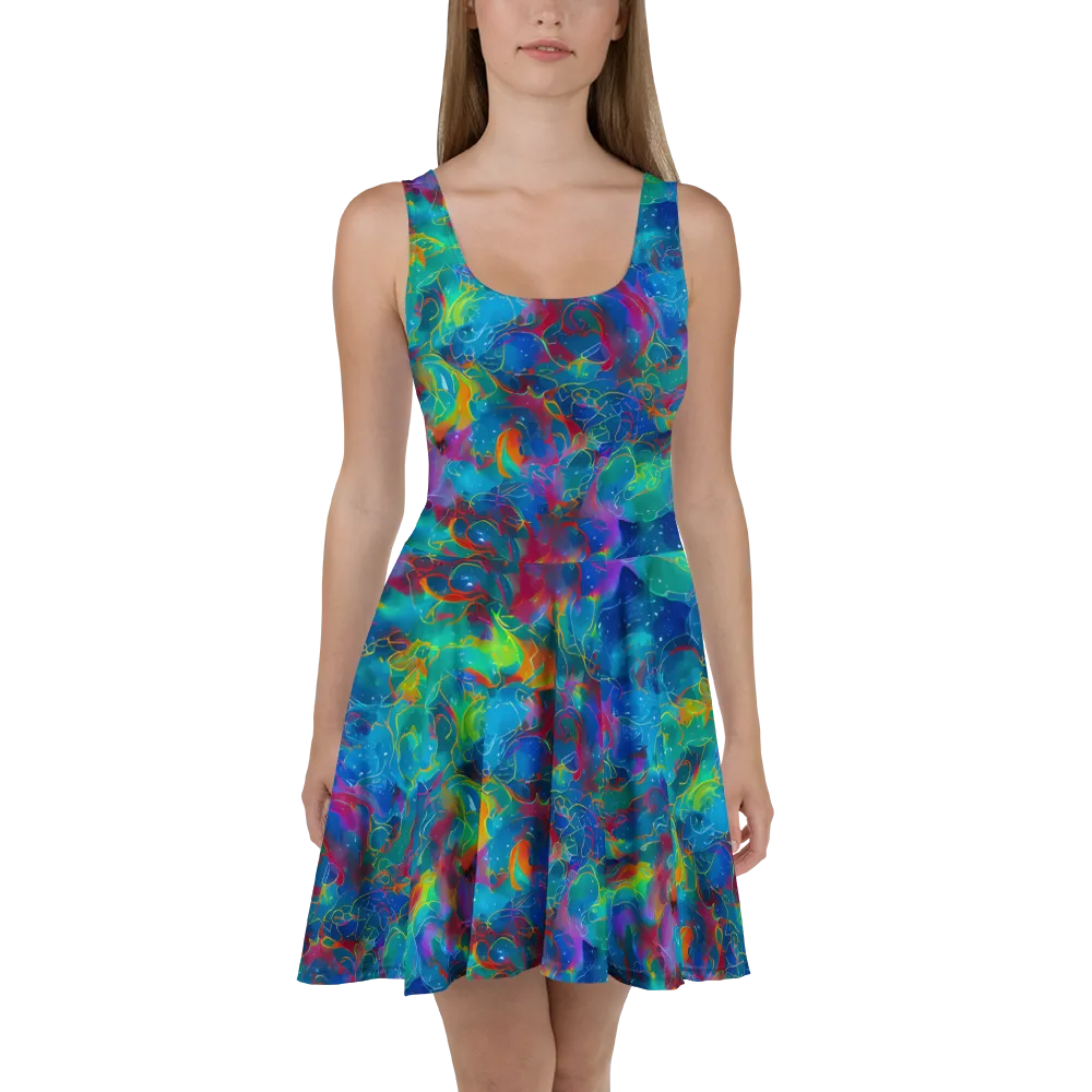 Chromatic Tidalwave on Skater Dress — Front