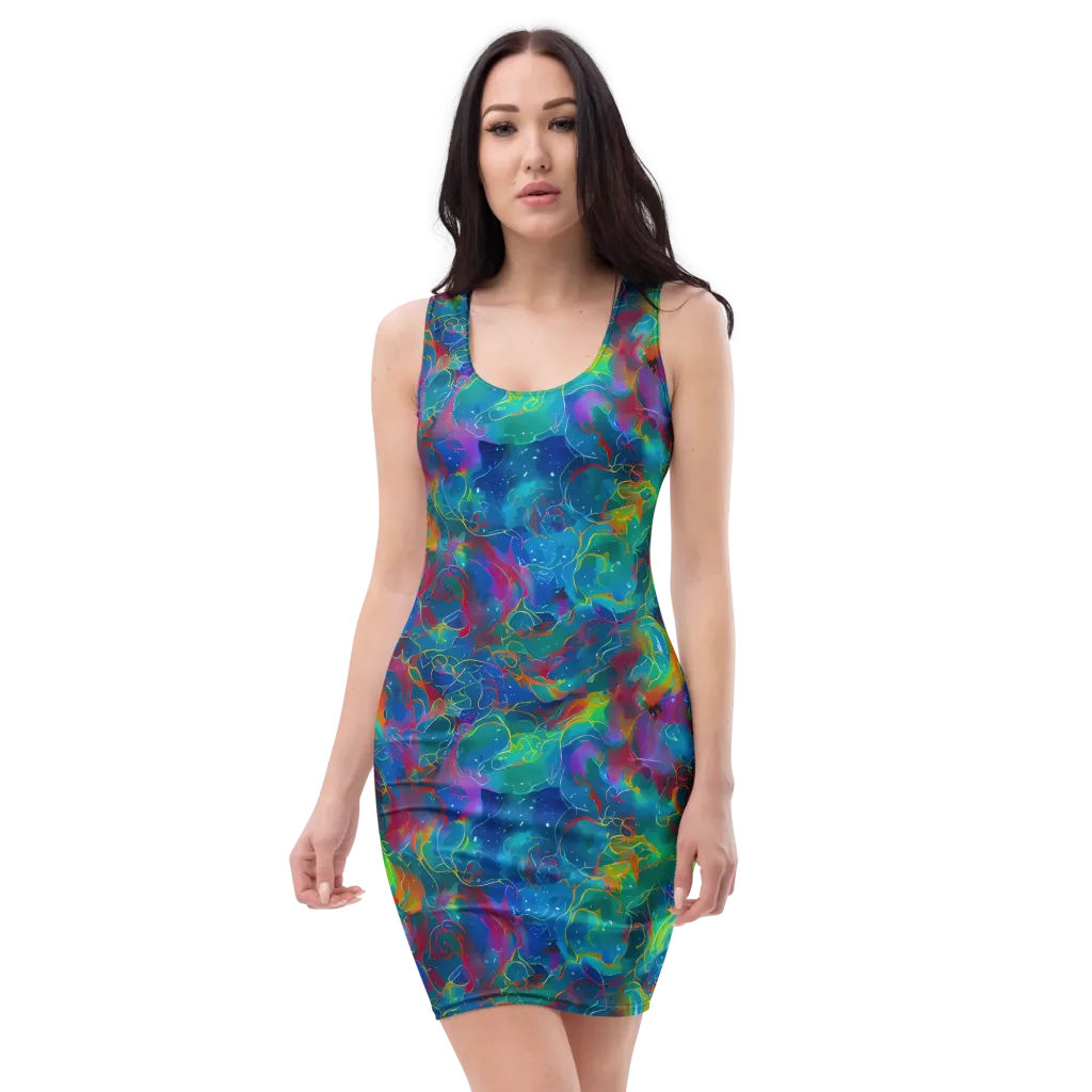 Chromatic Tidalwave on Bodycon Dress — Front