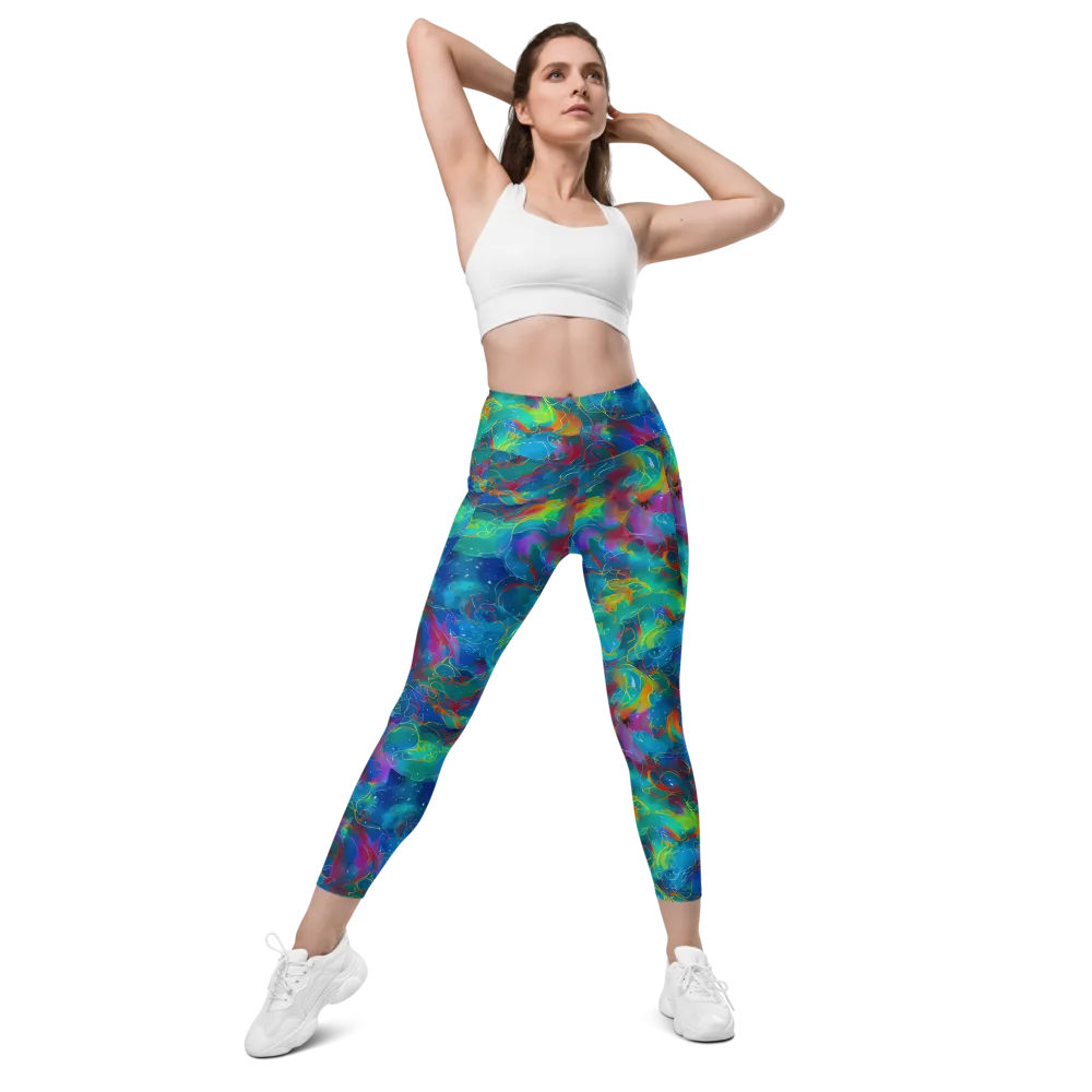 Chromatic Tidalwave on Leggings with Pockets — Front