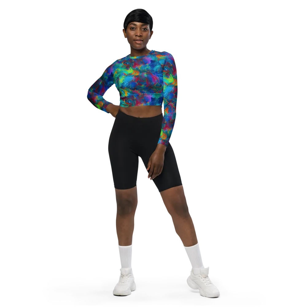 Chromatic Tidalwave on Long Sleeve Crop Top — Front