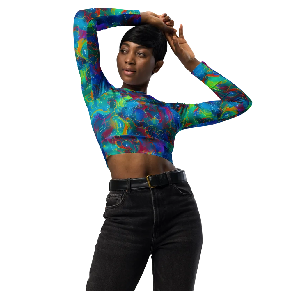 Chromatic Tidalwave on Long Sleeve Crop Top — Front