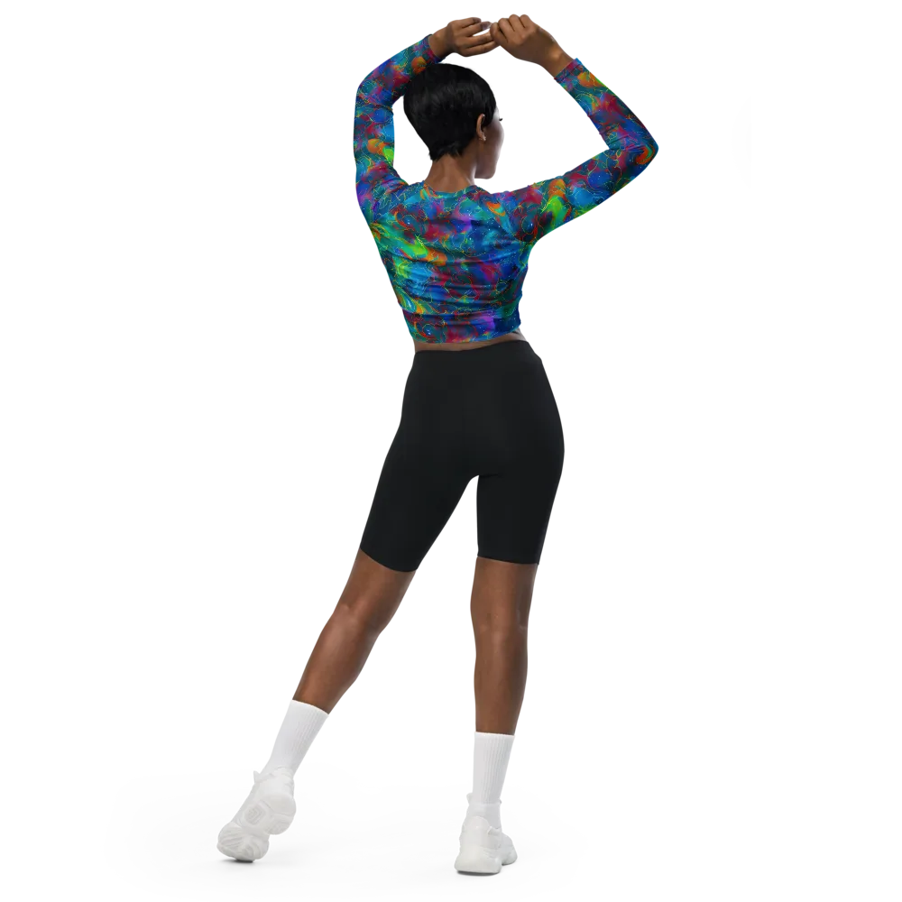 Chromatic Tidalwave on Long Sleeve Crop Top — Back