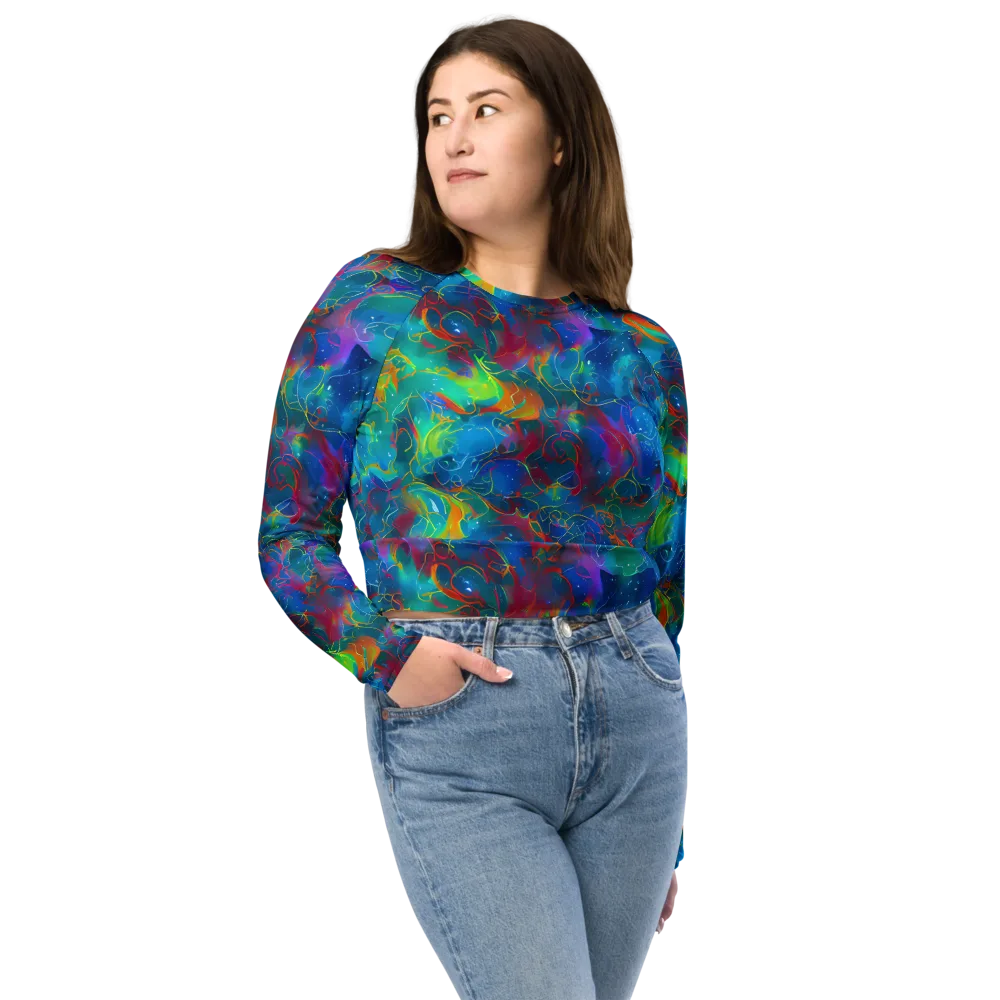 Chromatic Tidalwave on Long Sleeve Crop Top — Front