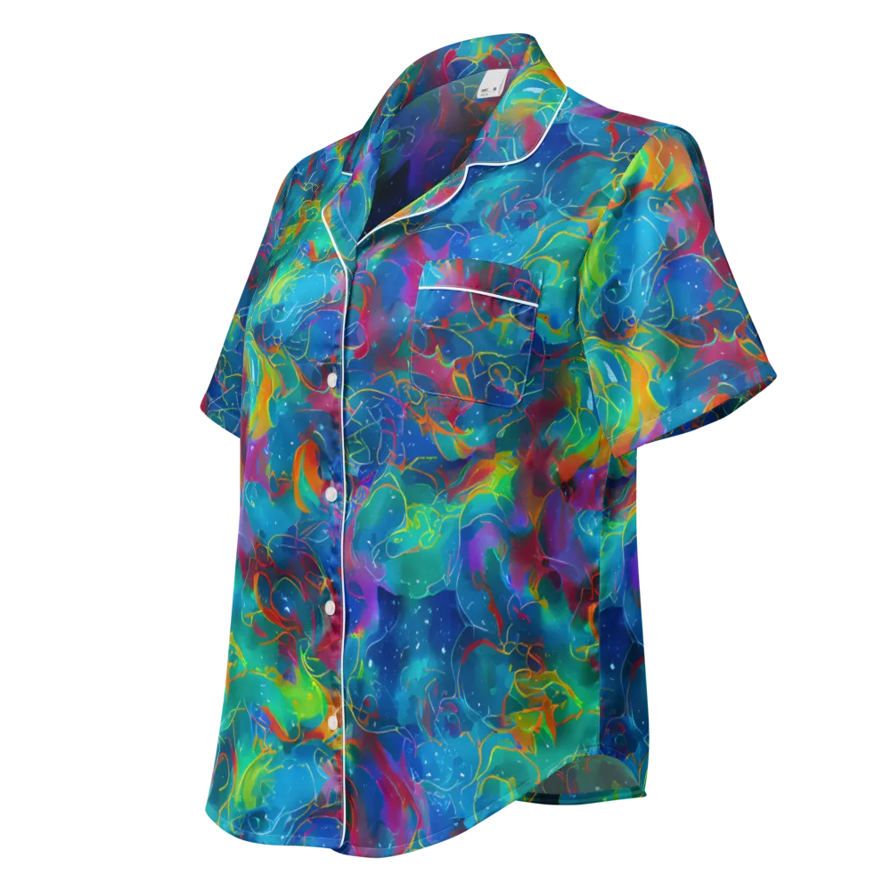 Chromatic Tidalwave on Women's Short Sleeve Pajama Top — Left Front