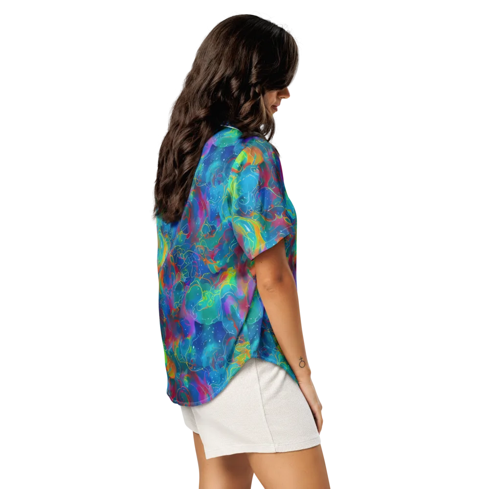 Chromatic Tidalwave on Women's Short Sleeve Pajama Top — Right Back