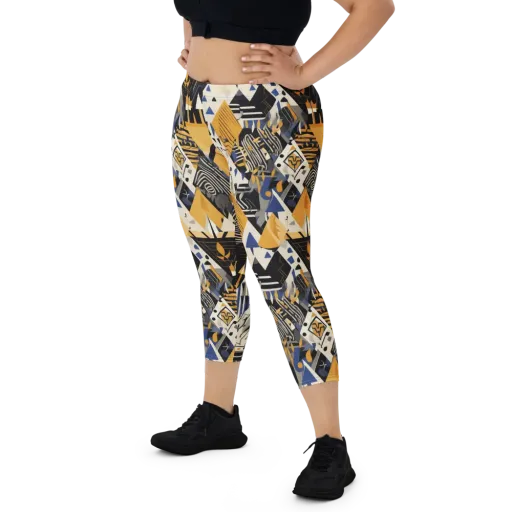 Golden Circuitry on a Capri Leggings