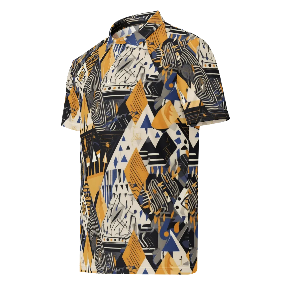 Golden Circuitry on Men's Slim Fit Polo Shirt — Left Front