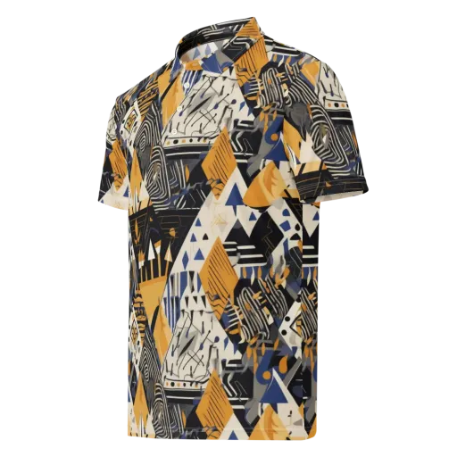Golden Circuitry on a Men's Slim Fit Polo Shirt