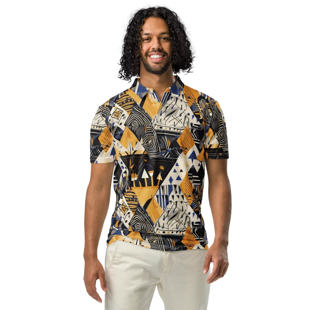 Golden Circuitry on Men's Slim Fit Polo Shirt — Front