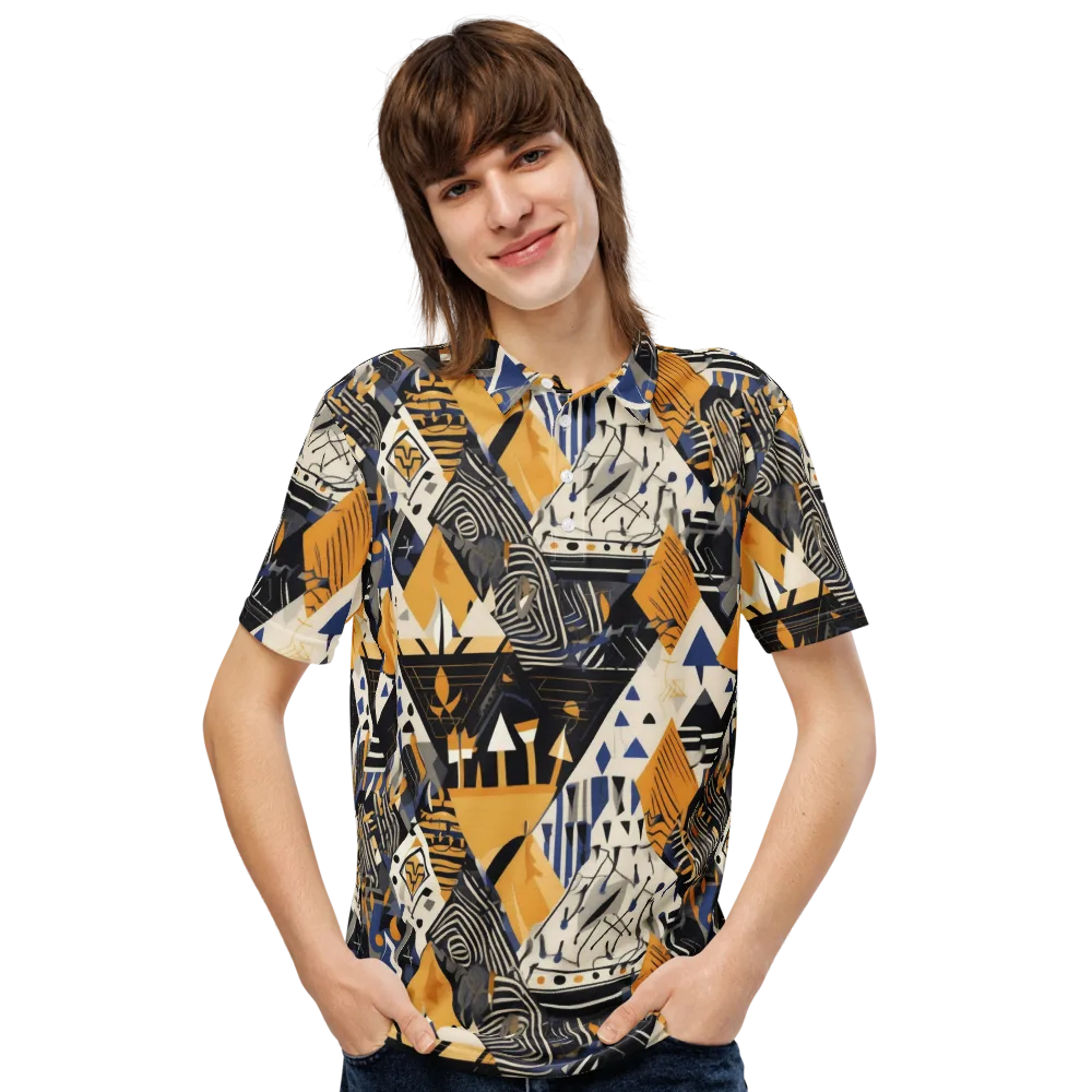 Golden Circuitry on Men's Slim Fit Polo Shirt — Front