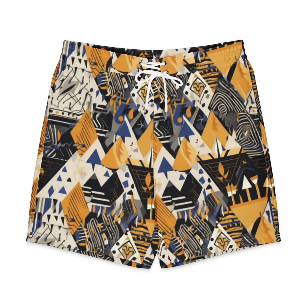 Golden Circuitry on Men's Board Shorts — Front