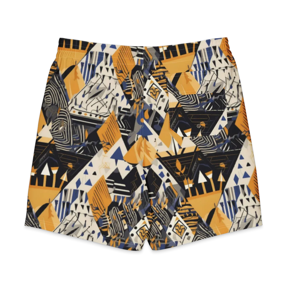 Golden Circuitry on Men's Board Shorts — Back