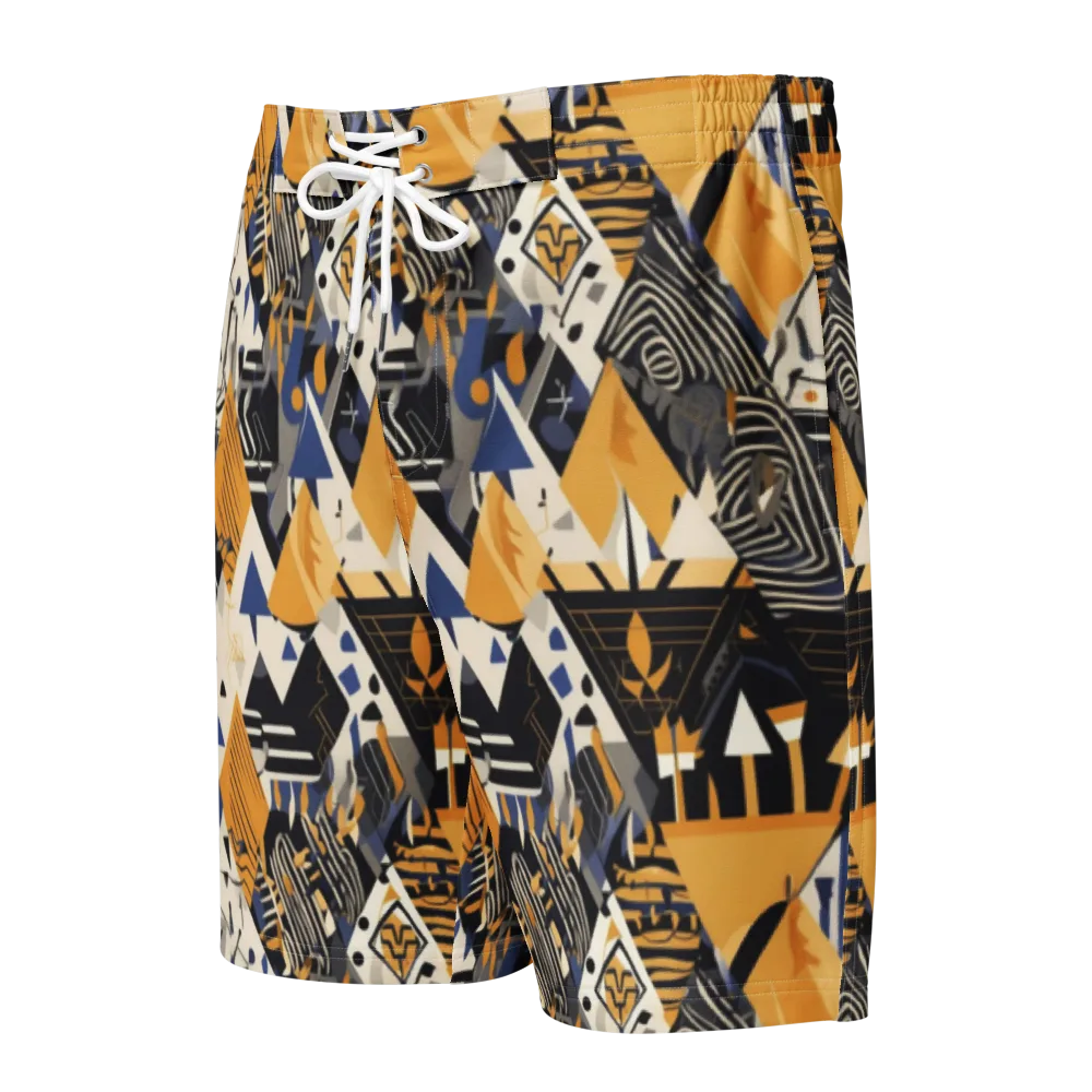 Golden Circuitry on Men's Board Shorts — Front