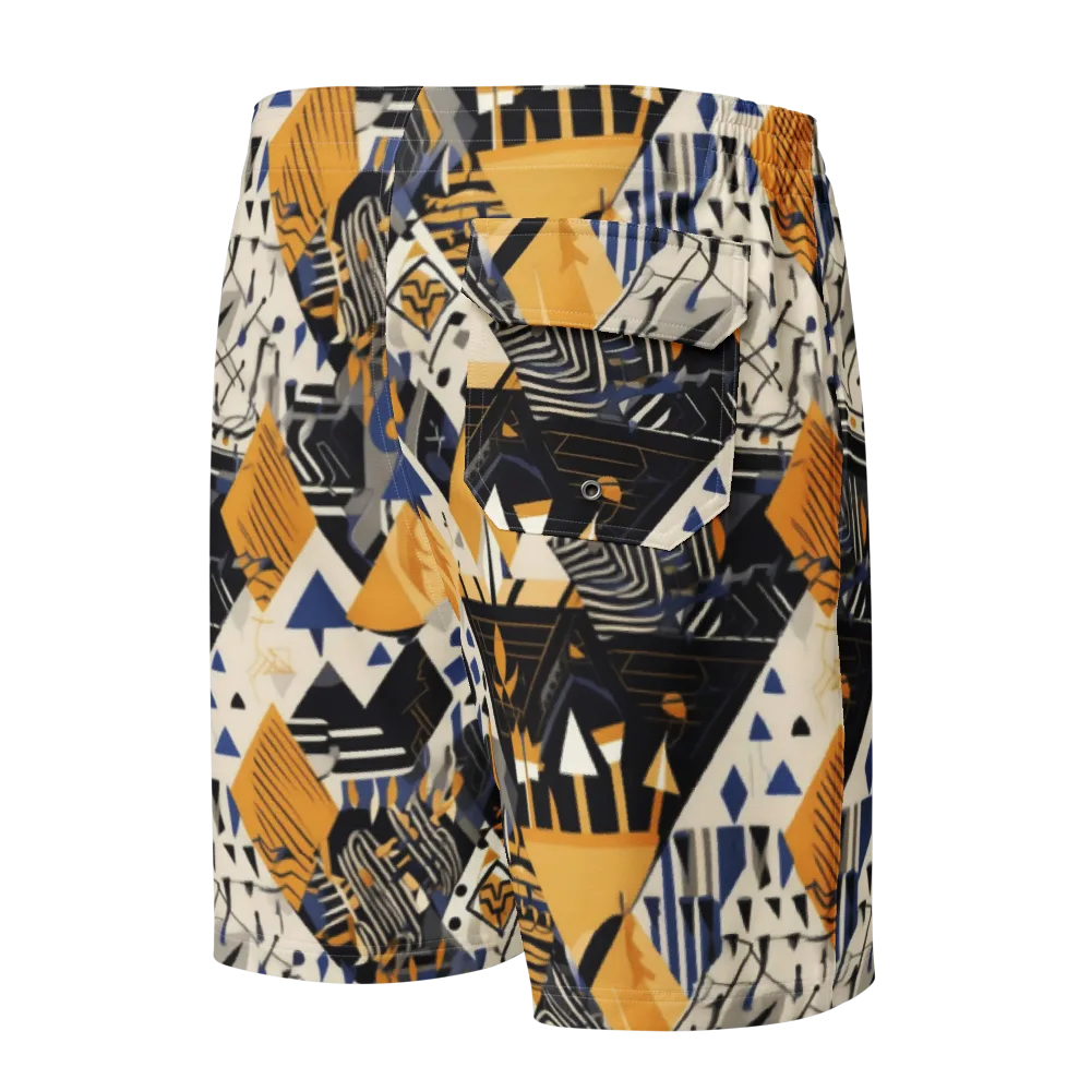 Golden Circuitry on Men's Board Shorts — Back