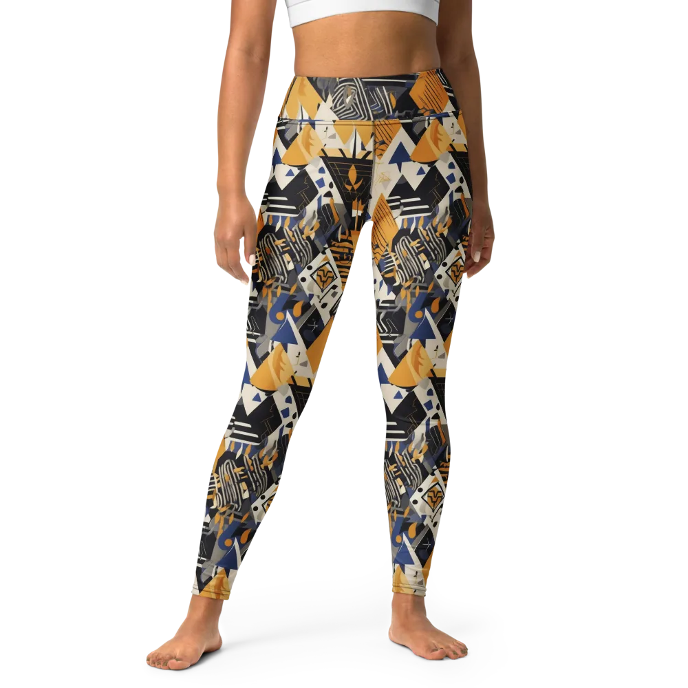 Golden Circuitry on Yoga Leggings — Front