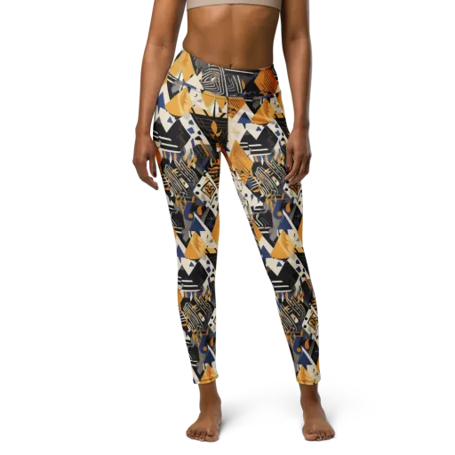 Golden Circuitry on a Yoga Leggings