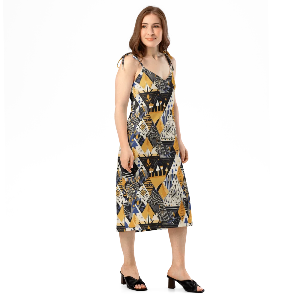 Golden Circuitry on Slip Dress — Right Front