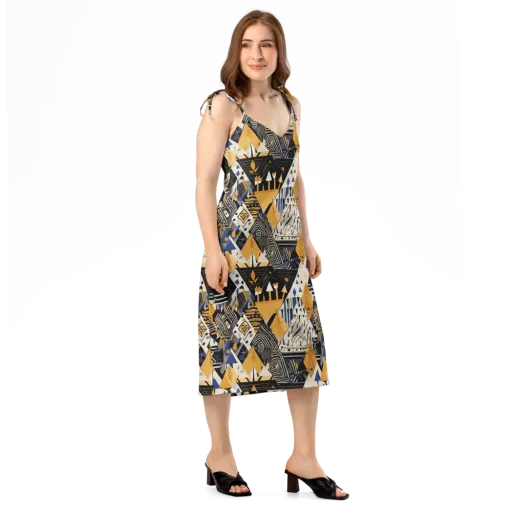 Golden Circuitry on a Slip Dress