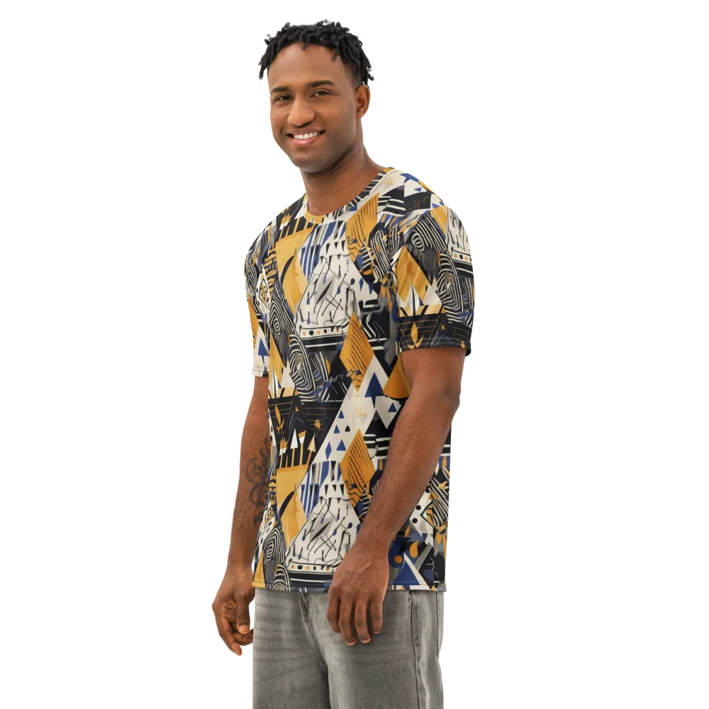 Golden Circuitry on Men's Cotton Crew Neck T-Shirt — Left Front