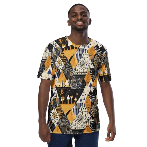 Golden Circuitry on a Men's Crew Neck T-Shirt