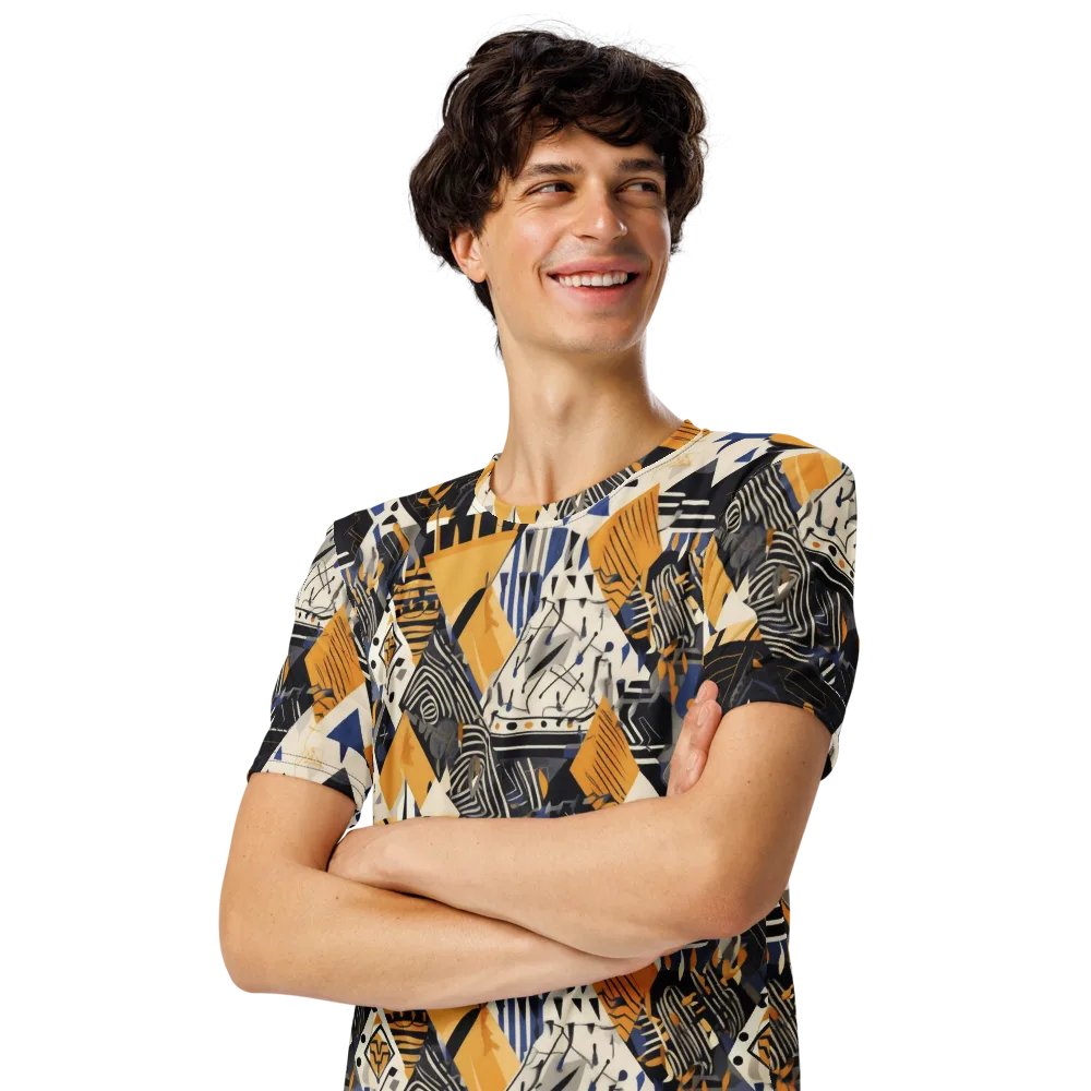 Golden Circuitry on Men's Crew Neck T-Shirt — Left Front