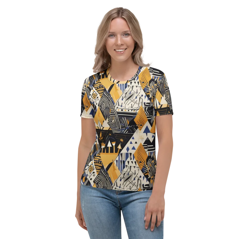 Golden Circuitry on Women's Crew Neck T-Shirt — Front