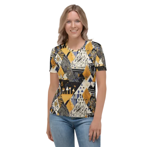 Golden Circuitry on a Women's Crew Neck T-Shirt