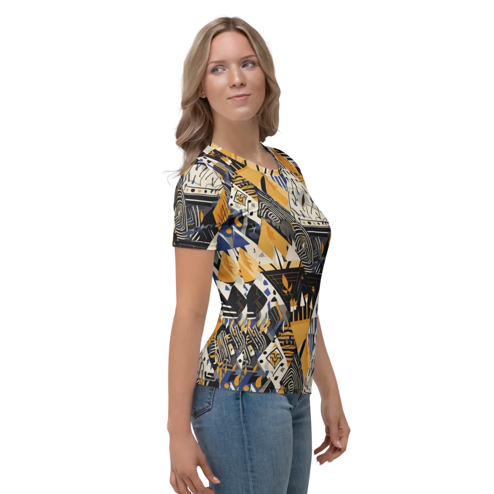 Golden Circuitry on Women's Crew Neck T-Shirt — Right