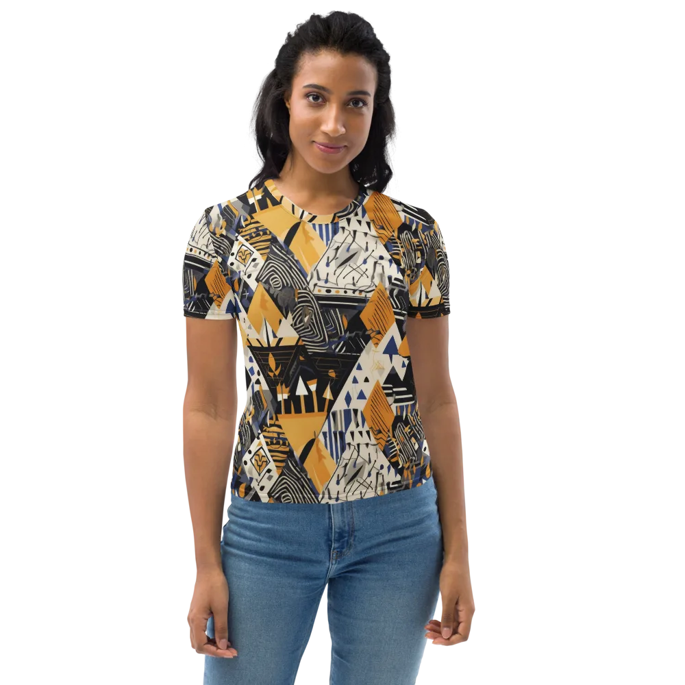Golden Circuitry on Women's Crew Neck T-Shirt — Front
