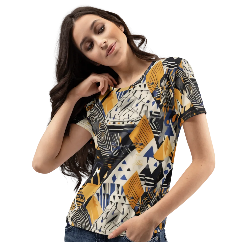 Golden Circuitry on Women's Crew Neck T-Shirt — Left Front