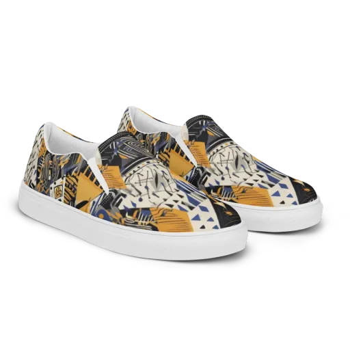 Golden Circuitry on a Men's Slip-On Canvas Shoes
