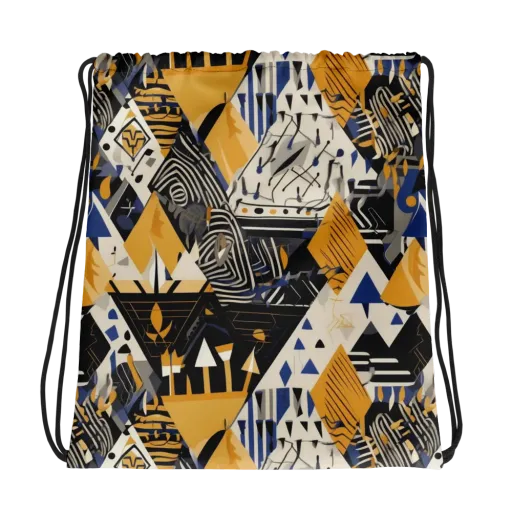 Golden Circuitry on a Drawstring Bag