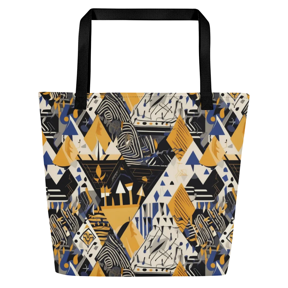 Golden Circuitry on Large Tote Bag W/ Pocket — Front