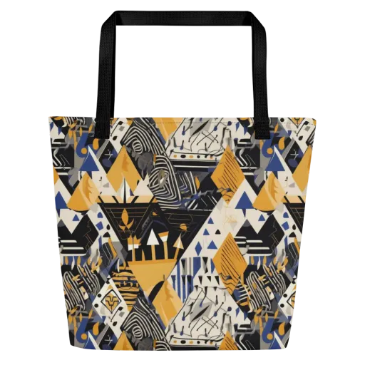 Golden Circuitry on a Large Tote Bag W/ Pocket